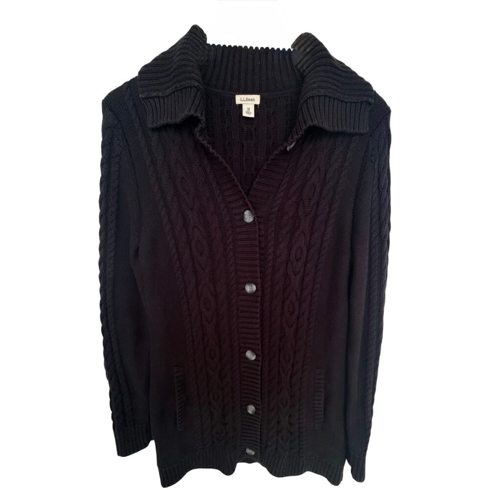 L.L.Bean Black Sweater Cotton Women's M REG - Picture 1 of 6